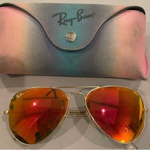 Ray-Ban Gold Aviators with Red Lenses